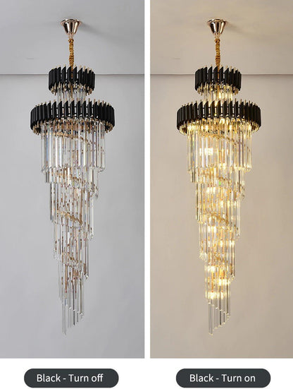 Classic Large Multi-layered Spiral Crystal Chandelier for Foyer/ Staircase - Zelno Lighting