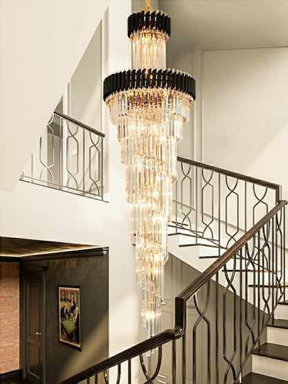 Classic Large Multi-layered Spiral Crystal Chandelier for Foyer/ Staircase - Zelno Lighting
