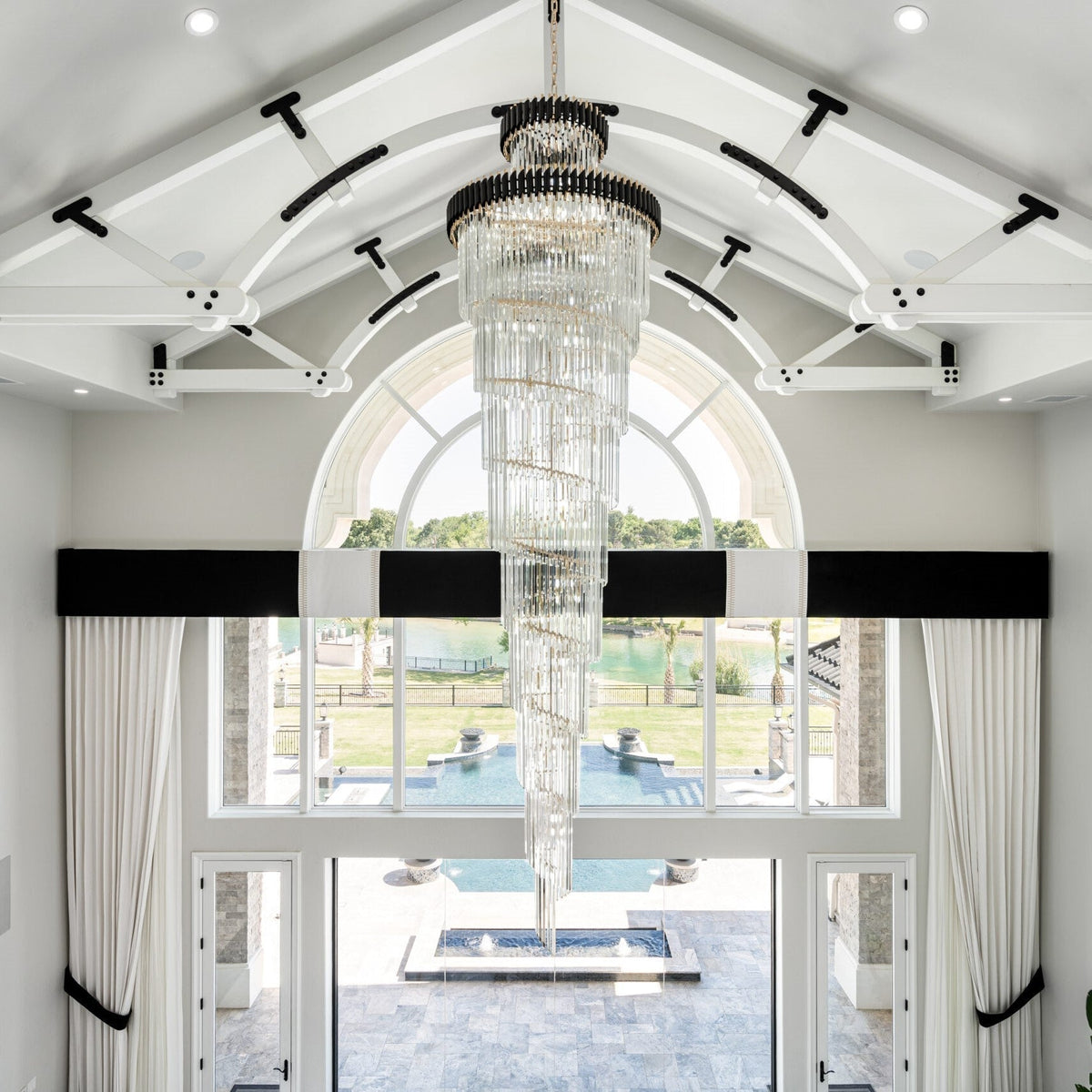 Classic Large Multi-layered Spiral Crystal Chandelier for Foyer/ Staircase - Zelno Lighting