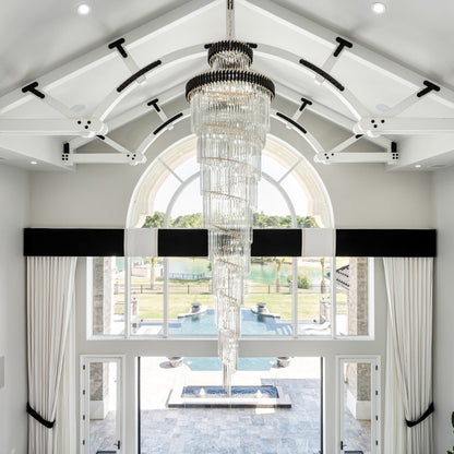 Classic Large Multi-layered Spiral Crystal Chandelier for Foyer/ Staircase - Zelno Lighting