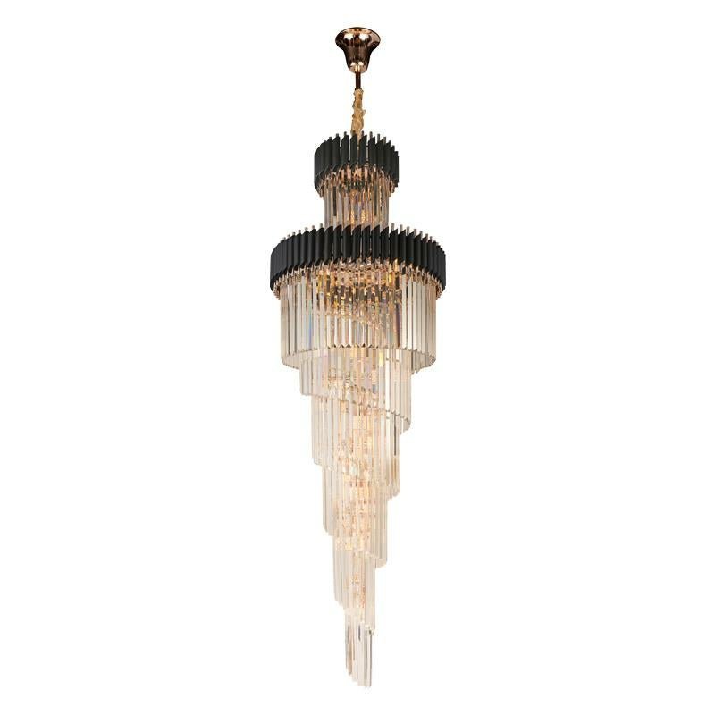 Classic Large Multi-layered Spiral Crystal Chandelier for Foyer/ Staircase - Zelno Lighting