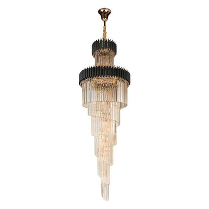Classic Large Multi-layered Spiral Crystal Chandelier for Foyer/ Staircase - Zelno Lighting