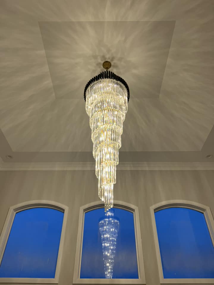 Classic Large Multi-layered Spiral Crystal Chandelier for Foyer/ Staircase - Zelno Lighting