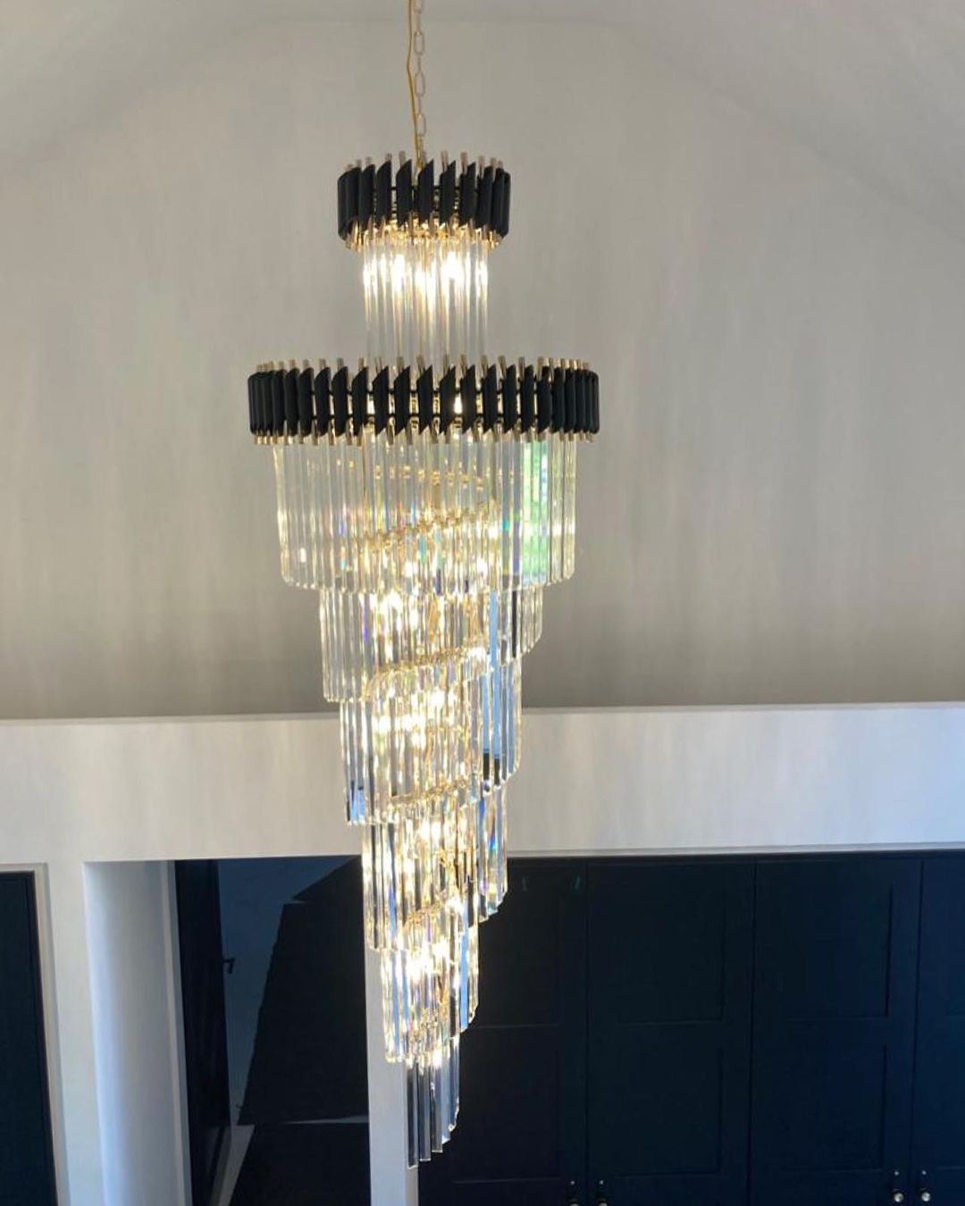 Classic Large Multi-layered Spiral Crystal Chandelier for Foyer/ Staircase - Zelno Lighting