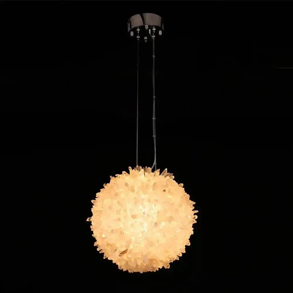 Clear Geode Quartz Crystal Ball Modern Pendant Light - Zelno Lighting