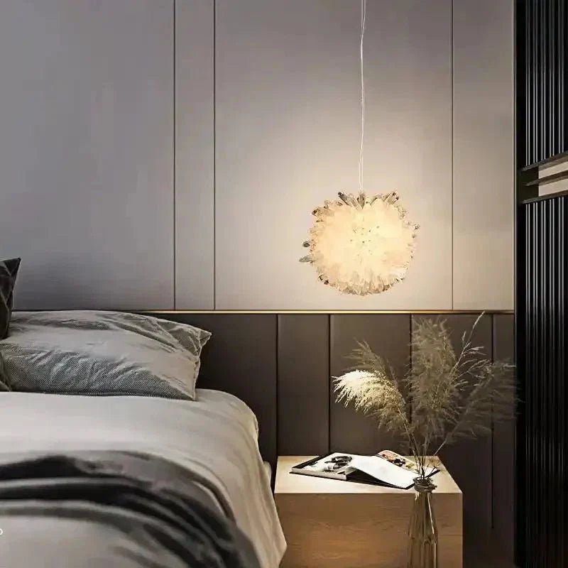 Clear Geode Quartz Crystal Ball Modern Pendant Light - Zelno Lighting