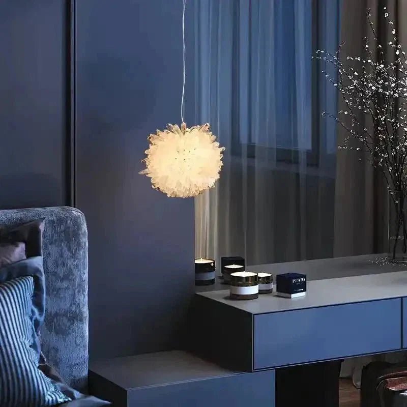 Clear Geode Quartz Crystal Ball Modern Pendant Light - Zelno Lighting