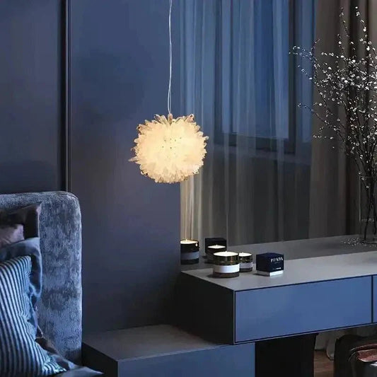Clear Geode Quartz Crystal Ball Modern Pendant Light - Zelno Lighting