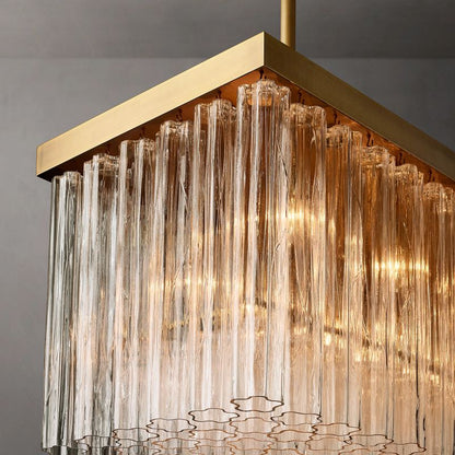 Clele Rectangular Murano Glass Chandelier 54" - Zelno