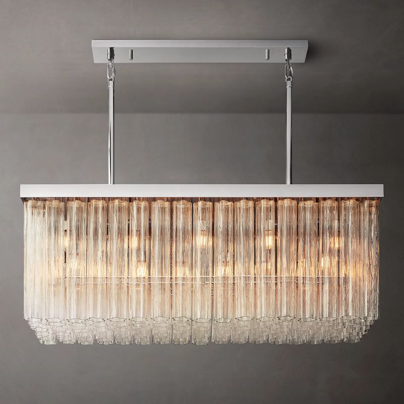 Clele Rectangular Murano Glass Chandelier 54" - Zelno