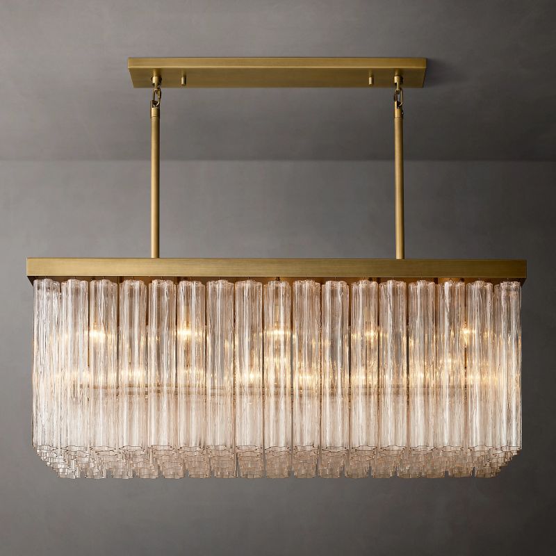 Clele Rectangular Murano Glass Chandelier 54" - Zelno