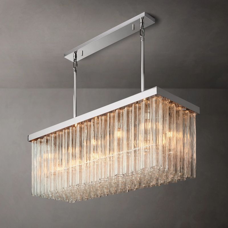Clele Rectangular Murano Glass Chandelier 54" - Zelno