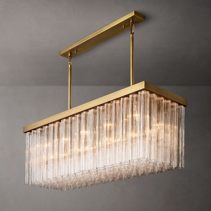 Clele Rectangular Murano Glass Chandelier 54" - Zelno