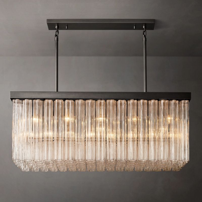 Clele Rectangular Murano Glass Chandelier 54" - Zelno