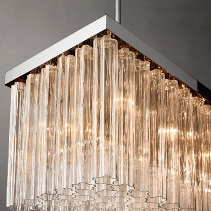 Clele Rectangular Murano Glass Chandelier 73" - Zelno