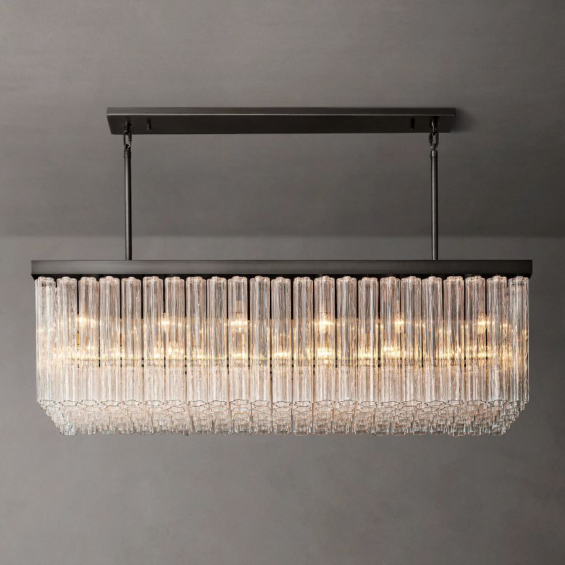 Clele Rectangular Murano Glass Chandelier 73" - Zelno