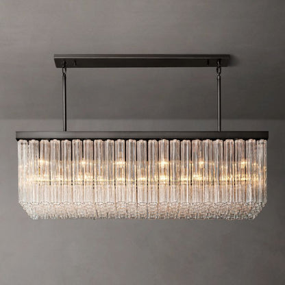 Clele Rectangular Murano Glass Chandelier 73" - Zelno