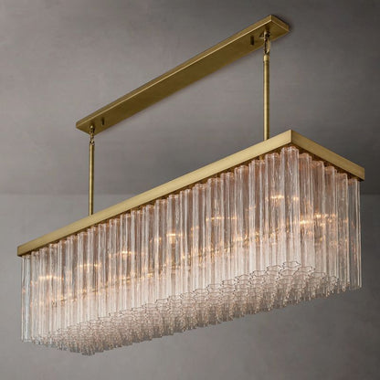 Clele Rectangular Murano Glass Chandelier 73" - Zelno