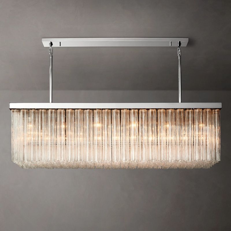 Clele Rectangular Murano Glass Chandelier 73" - Zelno