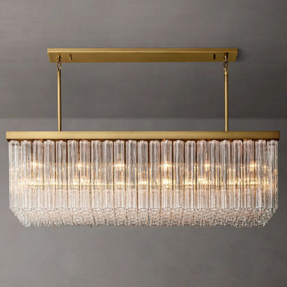 Clele Rectangular Murano Glass Chandelier 73" - Zelno