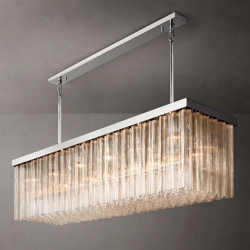 Clele Rectangular Murano Glass Chandelier 73" - Zelno