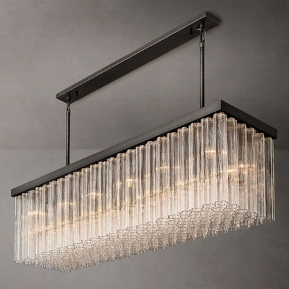 Clele Rectangular Murano Glass Chandelier 73" - Zelno