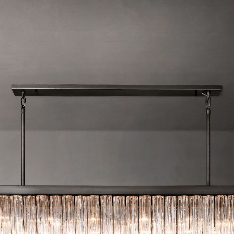 Clele Rectangular Murano Glass Chandelier 73" - Zelno
