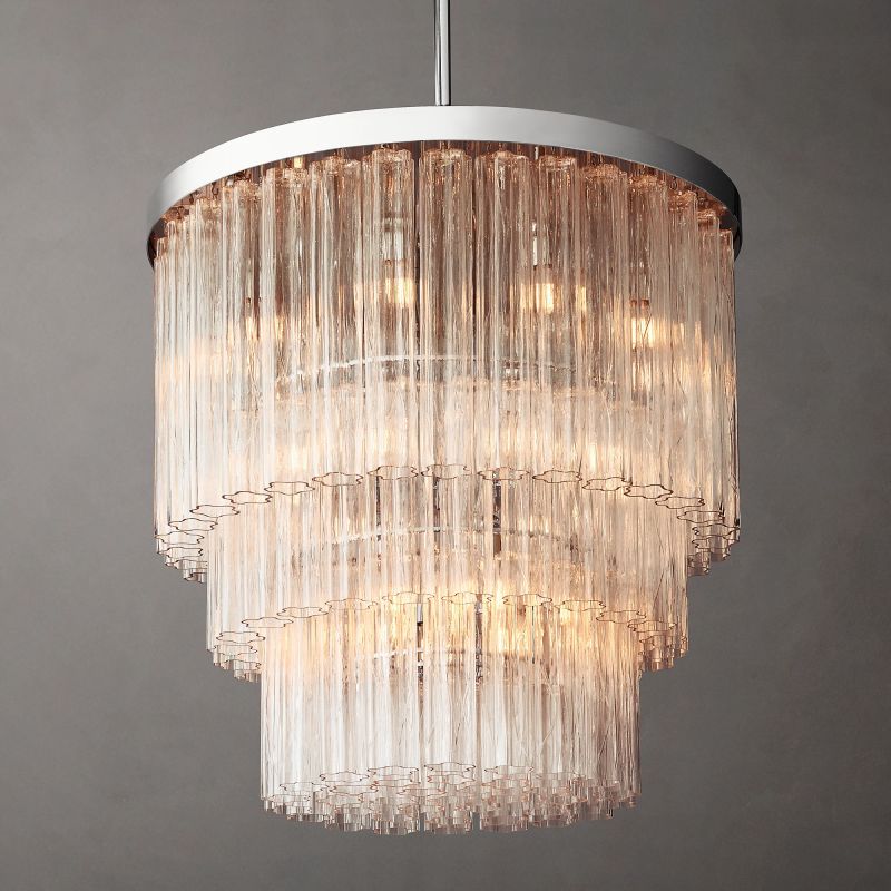 Clele Three Layer Round Murano Glass Chandelier 36" - Zelno