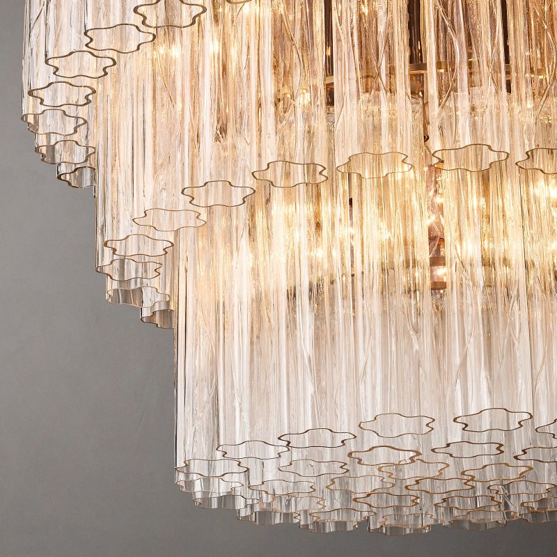 Clele Three Layer Round Murano Glass Chandelier 36" - Zelno
