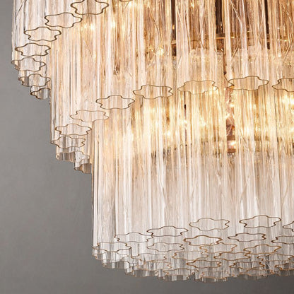 Clele Three Layer Round Murano Glass Chandelier 36" - Zelno