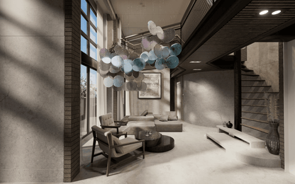 Clouds Iridescent Disc Chandelier - Zelno Lighting
