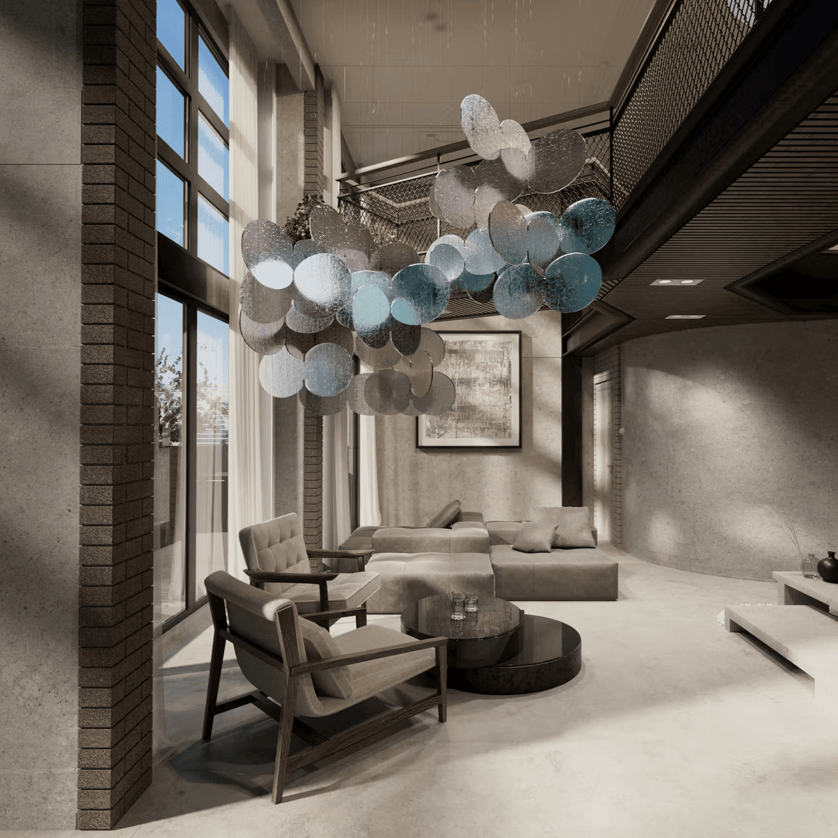 Clouds Iridescent Disc Chandelier - Zelno Lighting