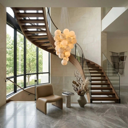 Cluster Alabaster Globe Chandelier - Zelno Lighting