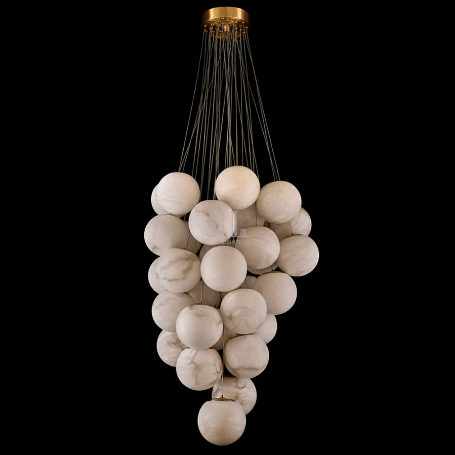 Cluster Alabaster Globe Chandelier - Zelno Lighting