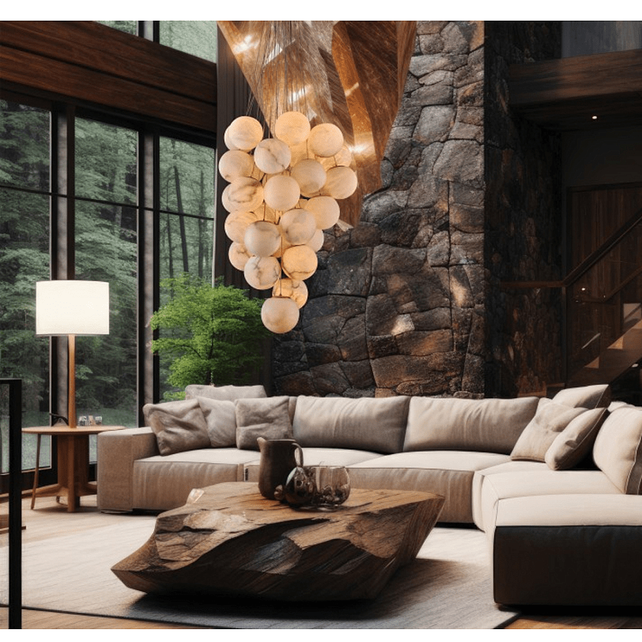 Cluster Alabaster Globe Chandelier - Zelno Lighting