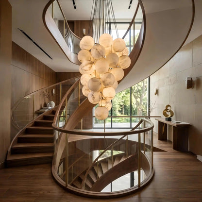 Cluster Alabaster Globe Chandelier - Zelno Lighting
