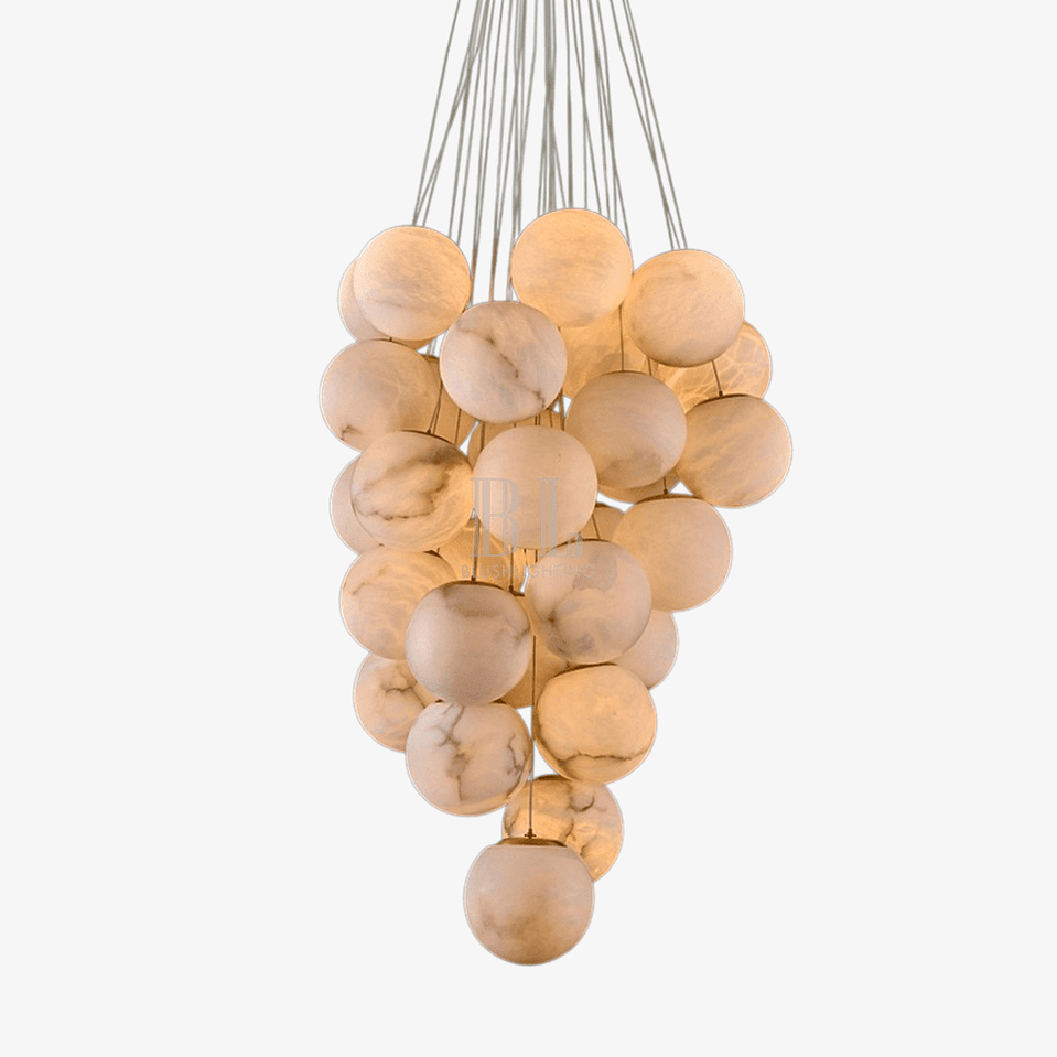 Cluster Alabaster Globe Chandelier - Zelno Lighting