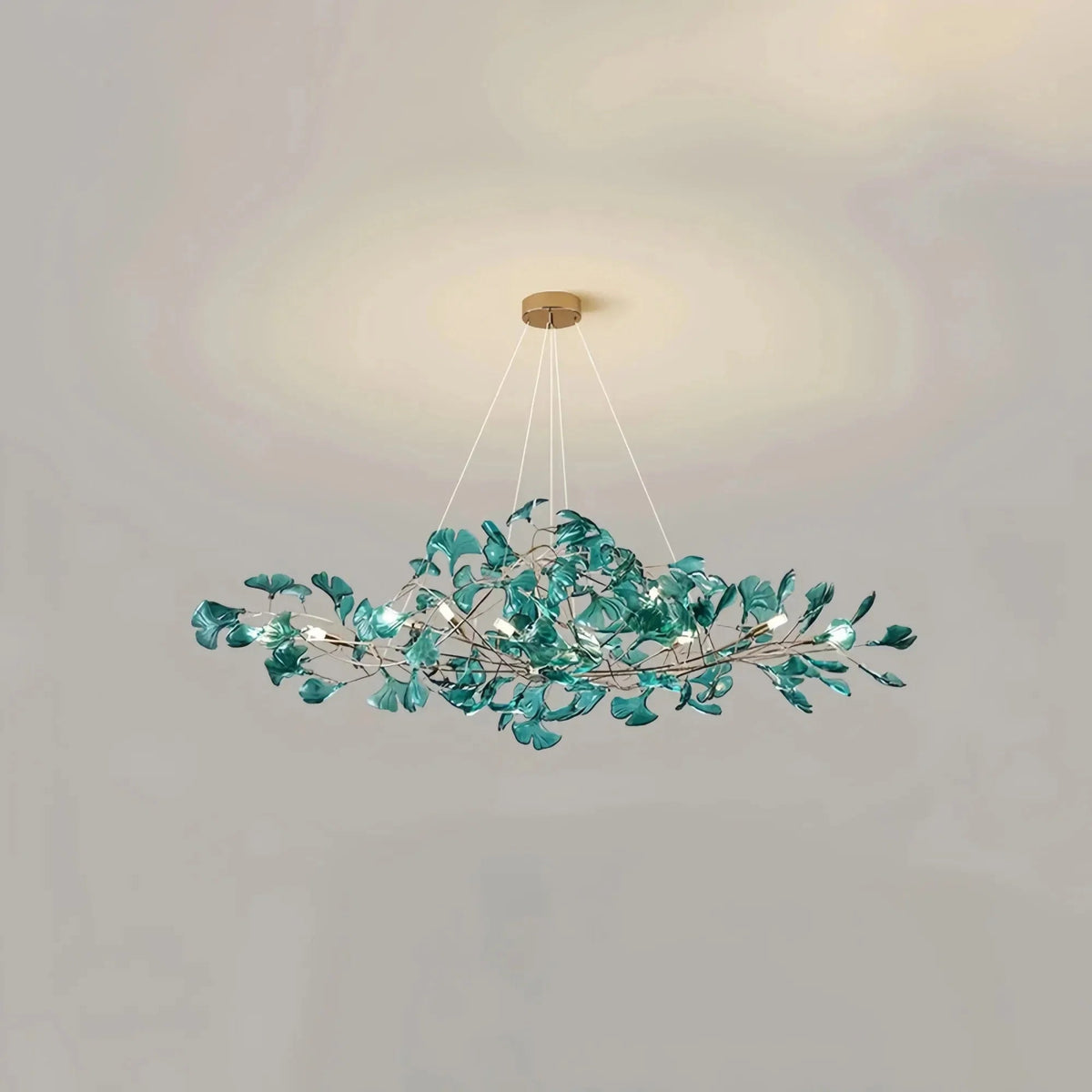 Colorful Glass Ginkgo Leaf Chandelier - Zelno Lighting
