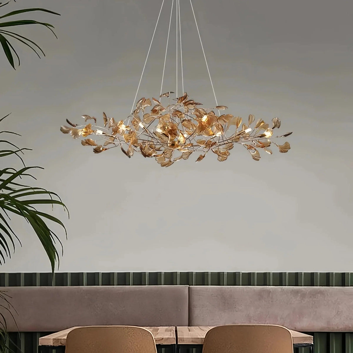 Colorful Glass Ginkgo Leaf Chandelier - Zelno Lighting