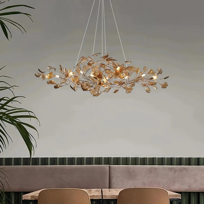 Colorful Glass Ginkgo Leaf Chandelier - Zelno Lighting