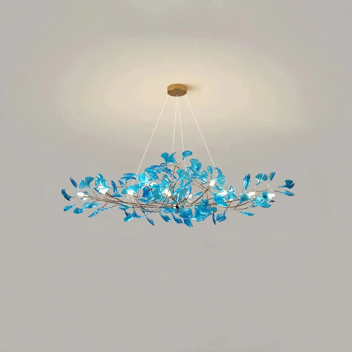 Colorful Glass Ginkgo Leaf Chandelier - Zelno Lighting