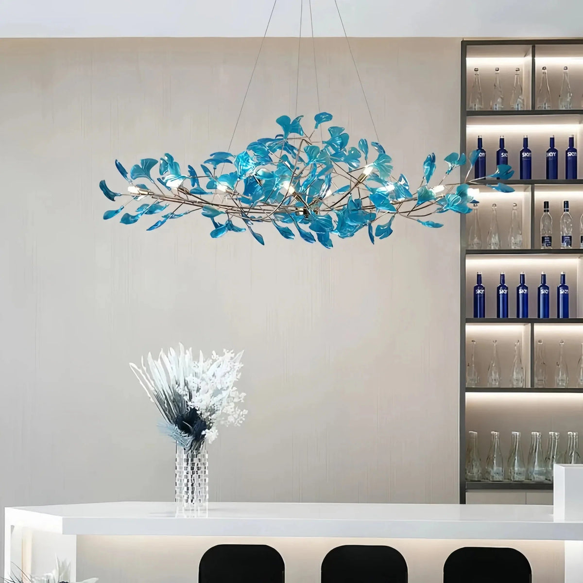 Colorful Glass Ginkgo Leaf Chandelier - Zelno Lighting