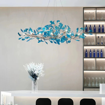 Colorful Glass Ginkgo Leaf Chandelier - Zelno Lighting