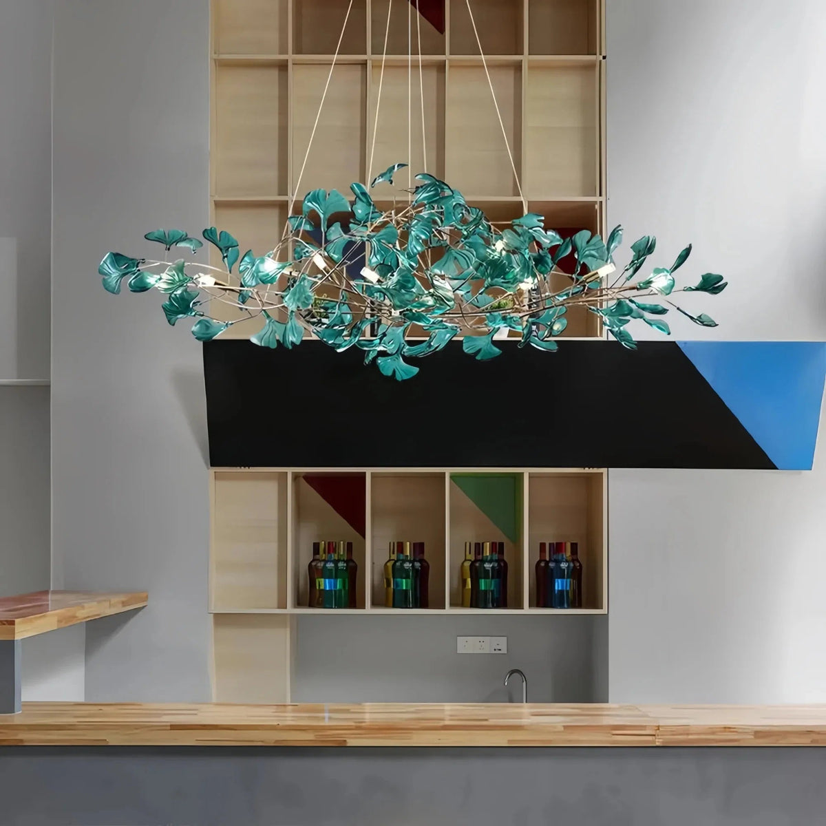 Colorful Glass Ginkgo Leaf Chandelier - Zelno Lighting