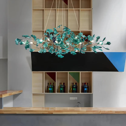 Colorful Glass Ginkgo Leaf Chandelier - Zelno Lighting