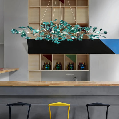 Colorful Glass Ginkgo Leaf Chandelier - Zelno Lighting