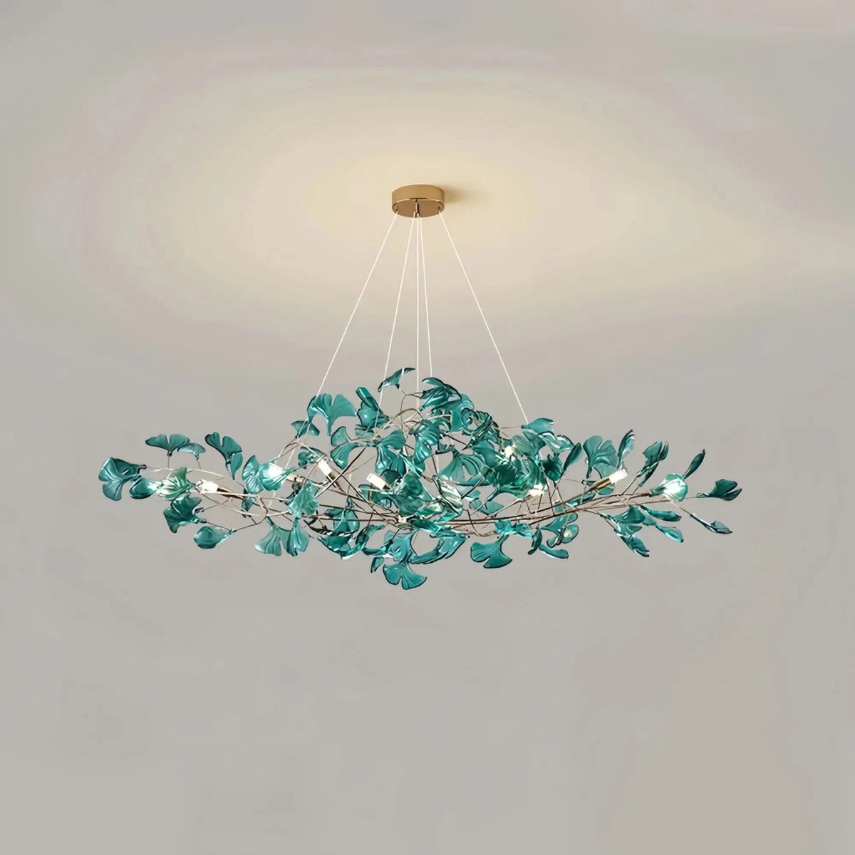 Colorful Glass Ginkgo Leaf Chandelier - Zelno Lighting