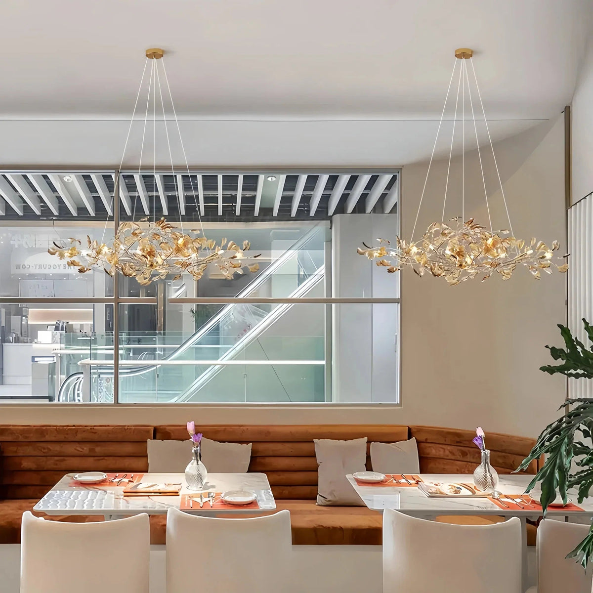 Colorful Glass Ginkgo Leaf Chandelier - Zelno Lighting