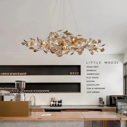 Colorful Glass Ginkgo Leaf Chandelier - Zelno Lighting