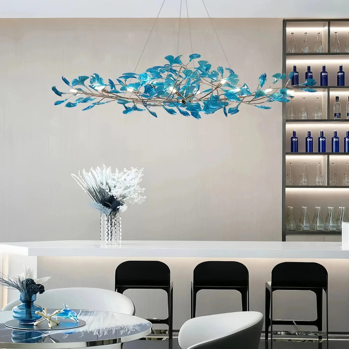 Colorful Glass Ginkgo Leaf Chandelier - Zelno Lighting